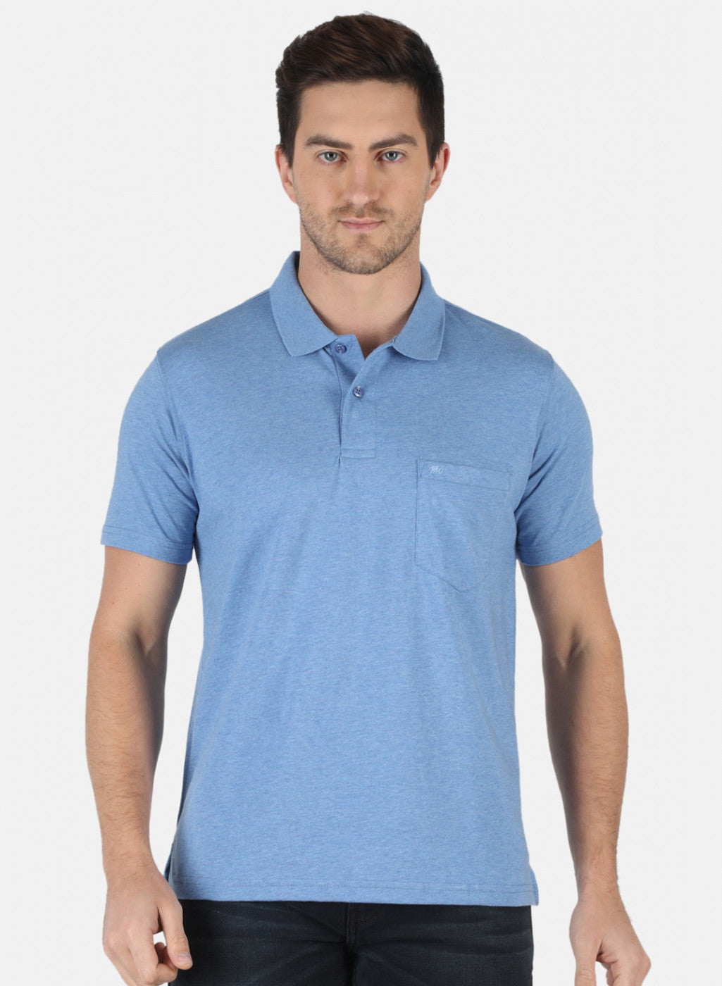 Men Blue Plain T-Shirt