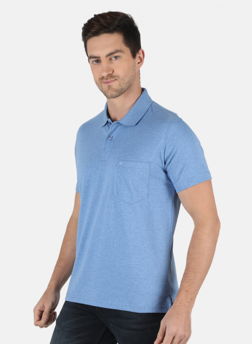 Men Blue Plain T-Shirt