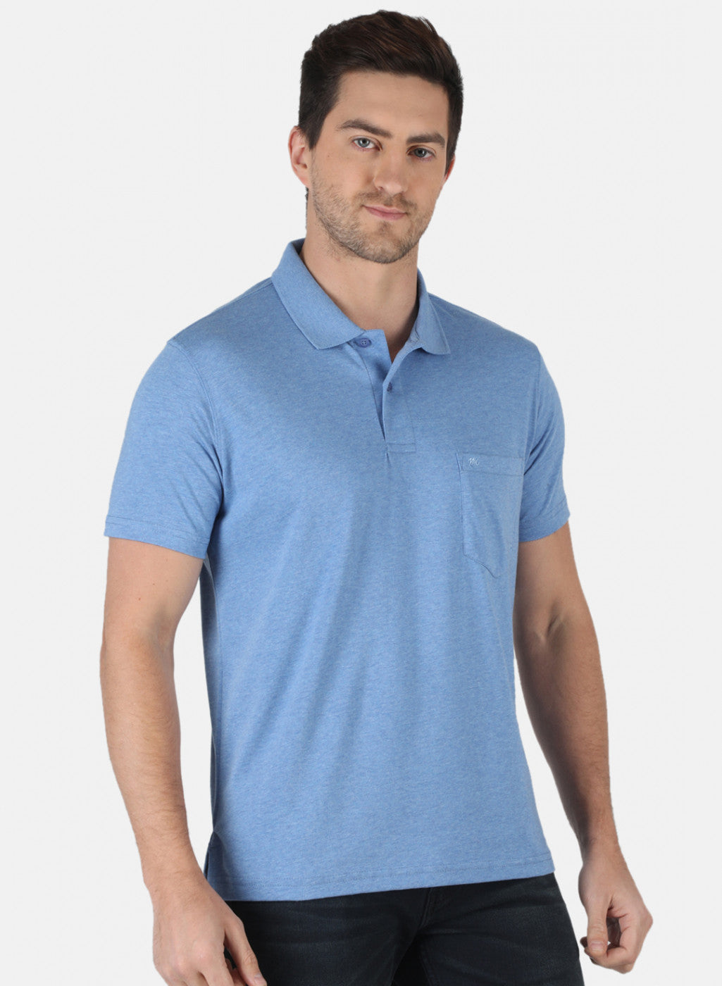 Men Blue Plain T-Shirt