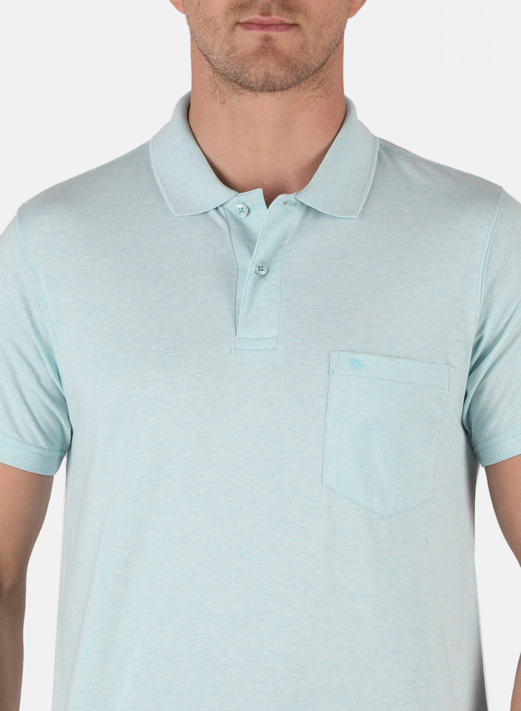 Men Aqua Blue Plain T-Shirt