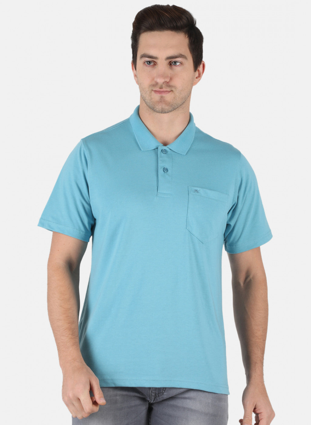 Men Blue Plain T-Shirt