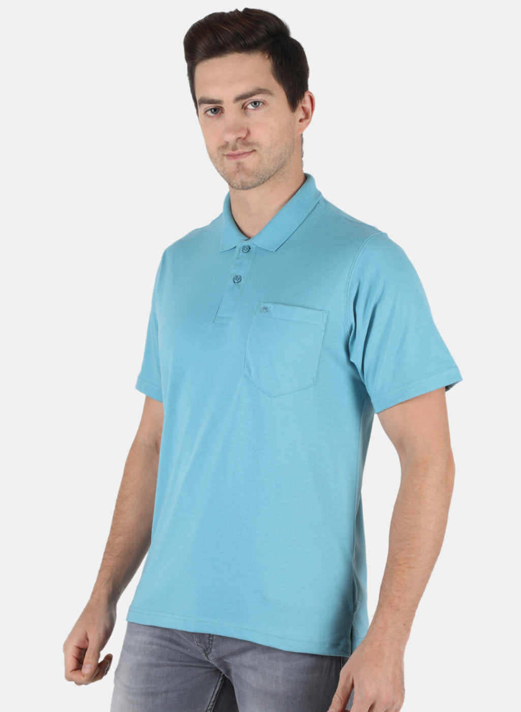 Men Blue Plain T-Shirt