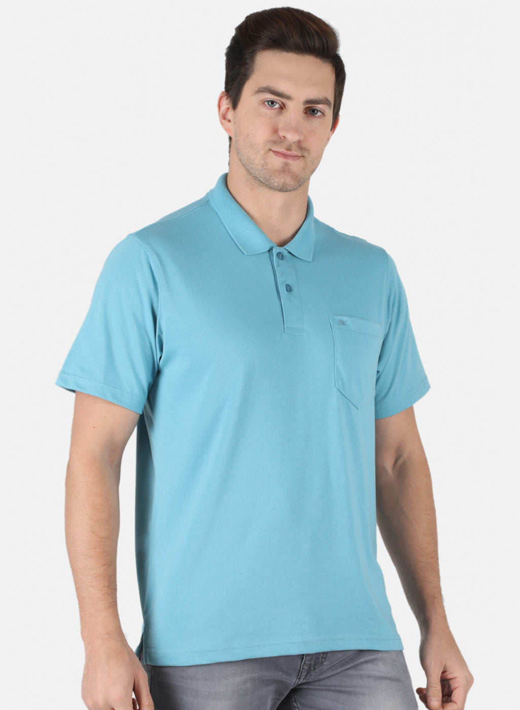 Men Blue Plain T-Shirt