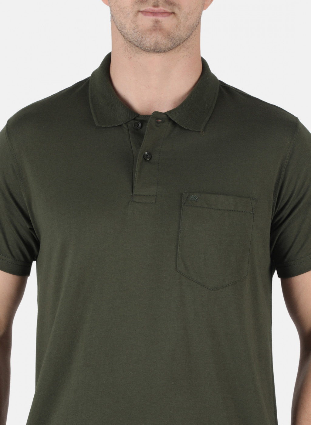 Men Olive Plain T-Shirt