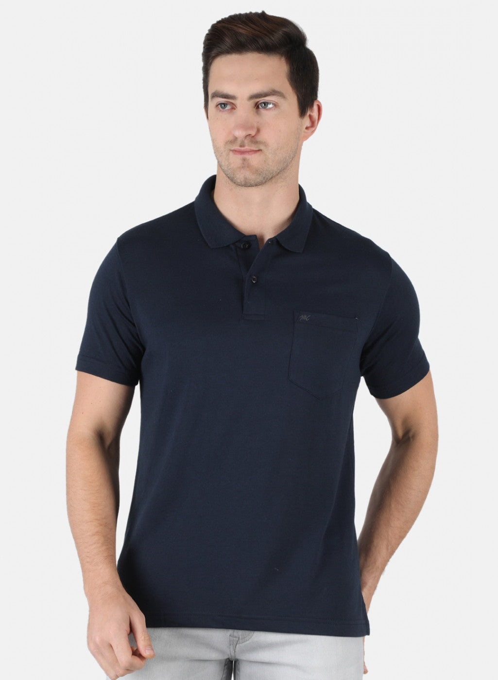 Men NAvy Blue Plain T-Shirt