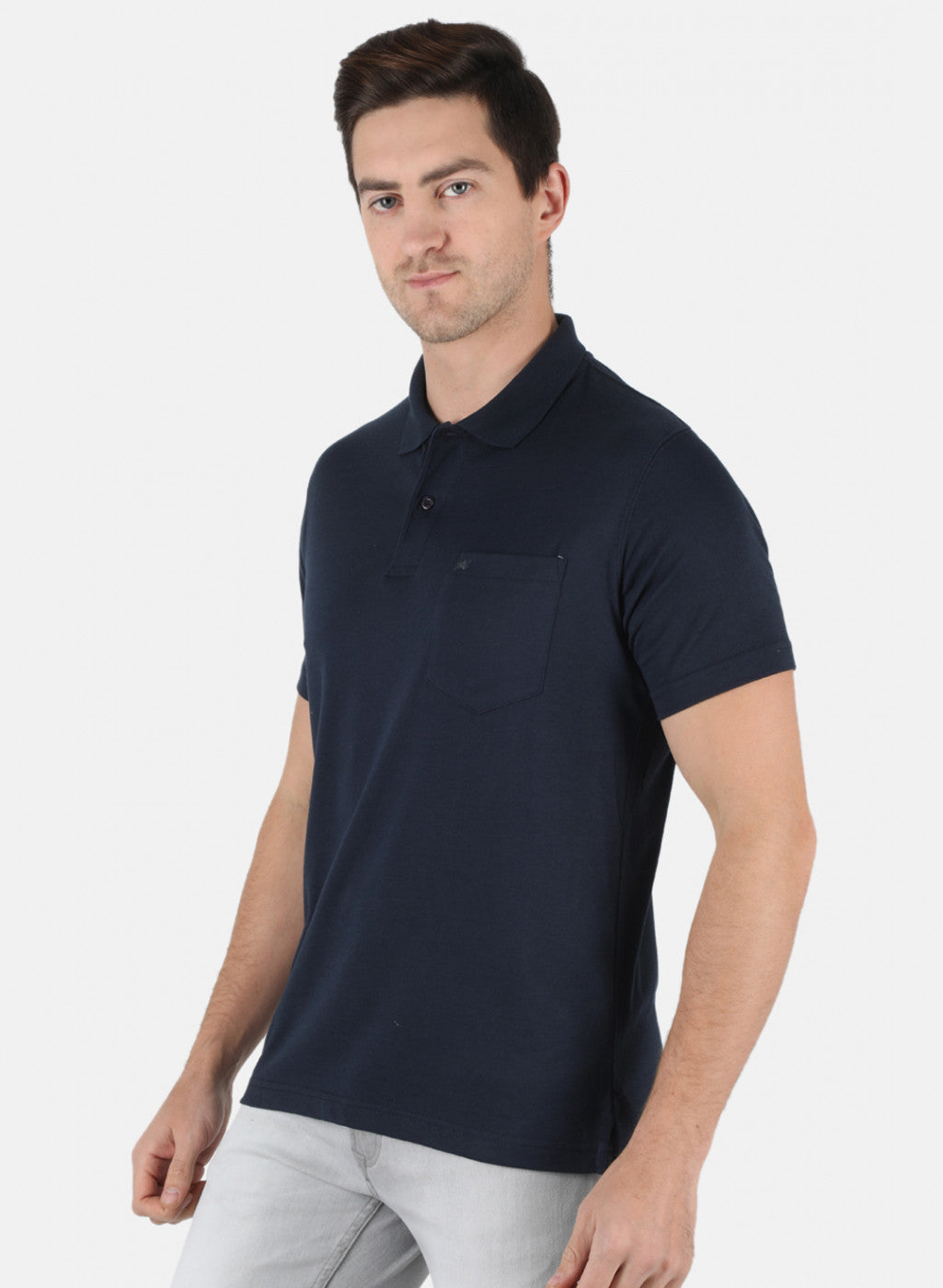 Men NAvy Blue Plain T-Shirt