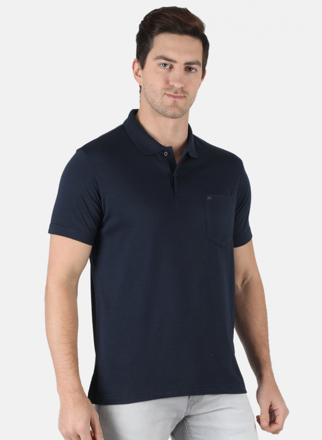 Men NAvy Blue Plain T-Shirt