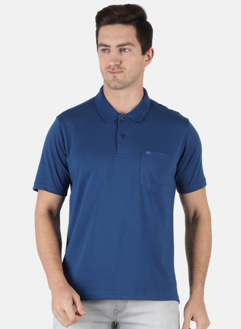 Men NAvy Blue Plain T-Shirt