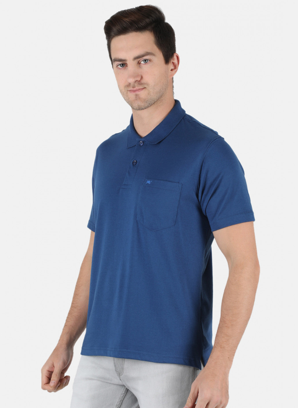 Men NAvy Blue Plain T-Shirt