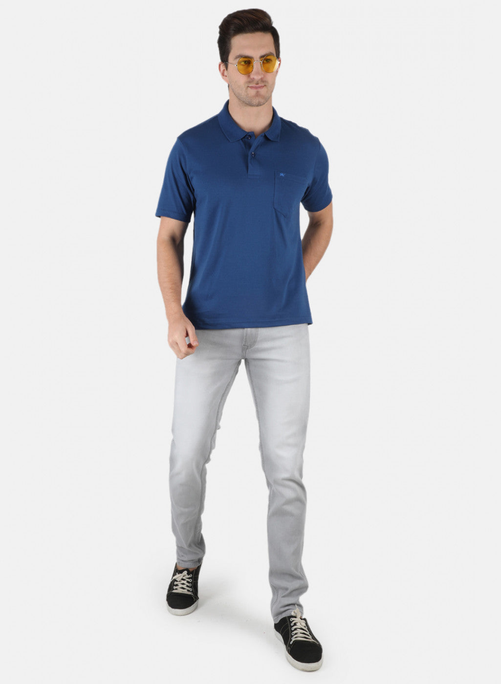 Men NAvy Blue Plain T-Shirt