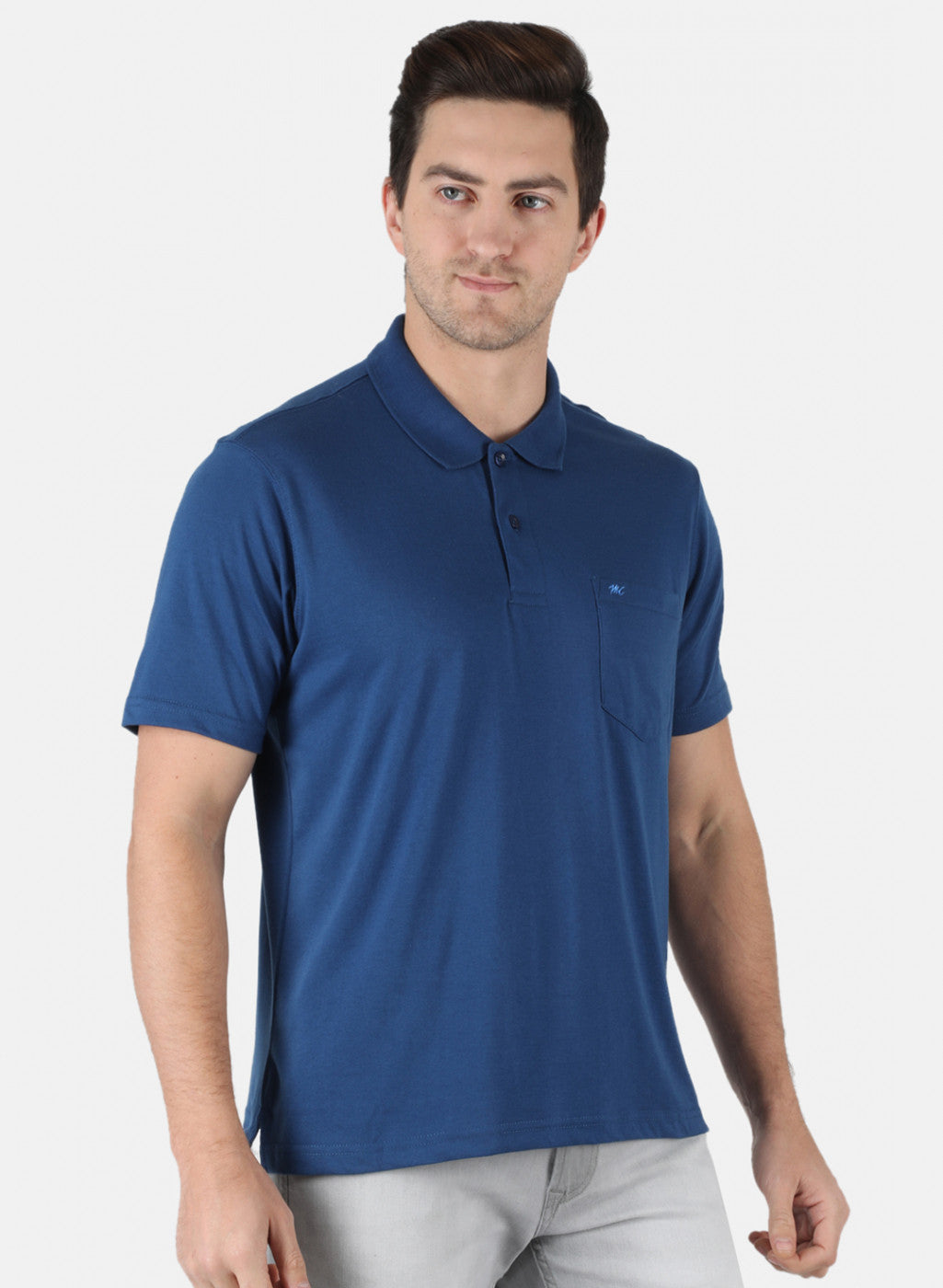 Men NAvy Blue Plain T-Shirt