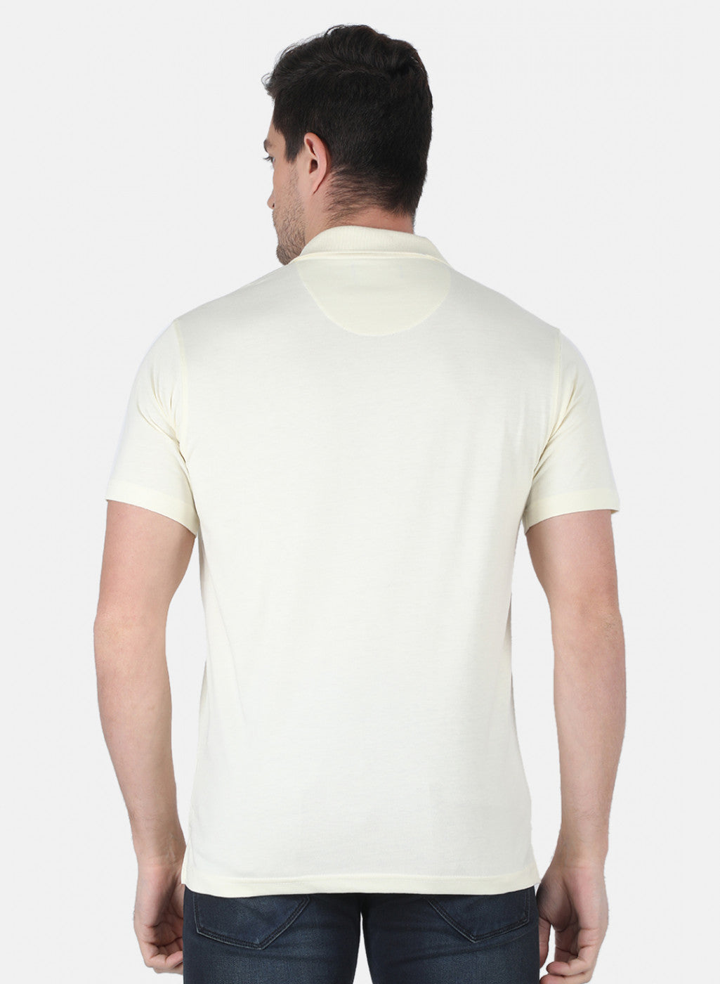 Men Cream Plain T-Shirt