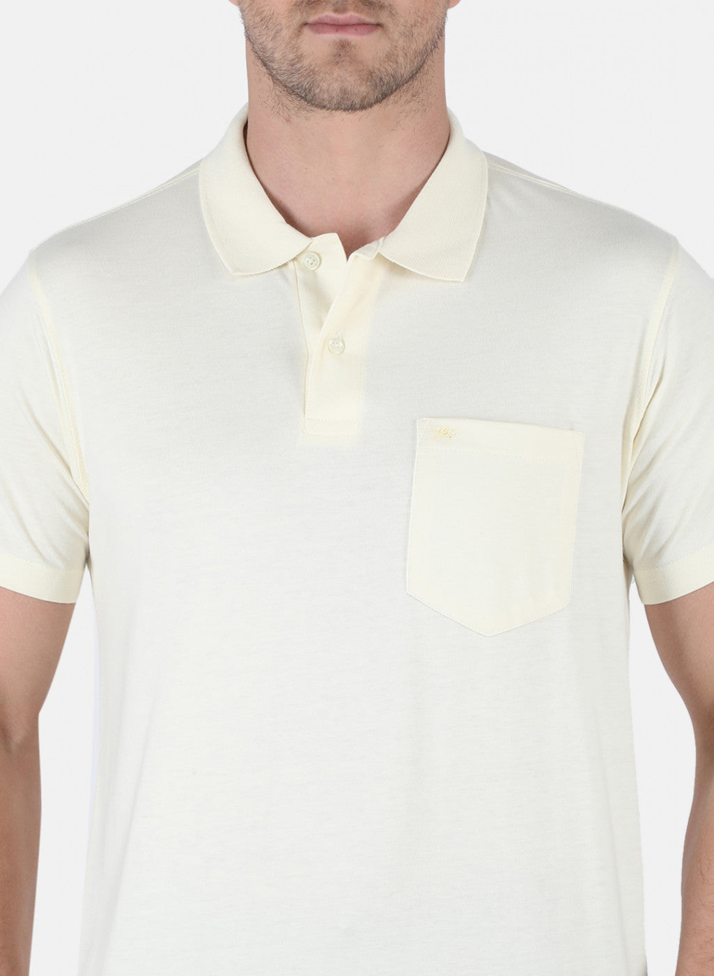 Men Cream Plain T-Shirt