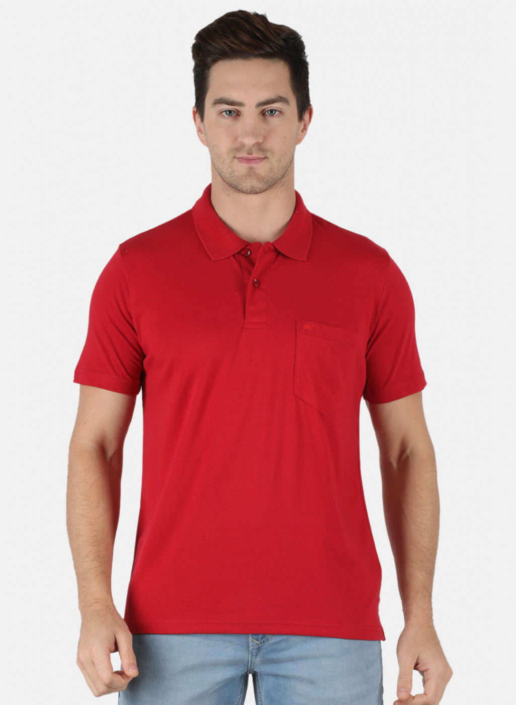 Men Red Plain T-Shirt