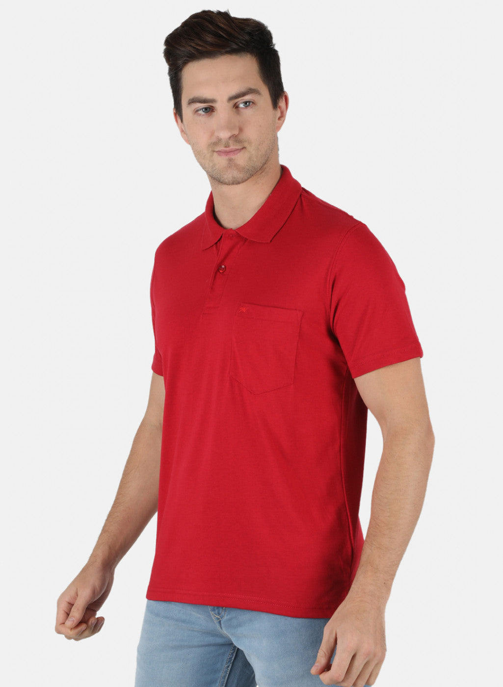 Men Red Plain T-Shirt