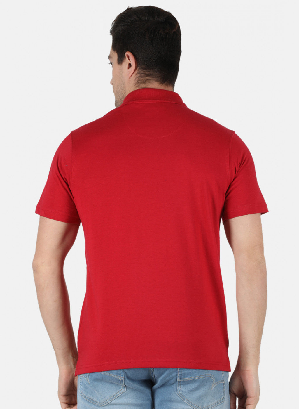 Men Red Plain T-Shirt