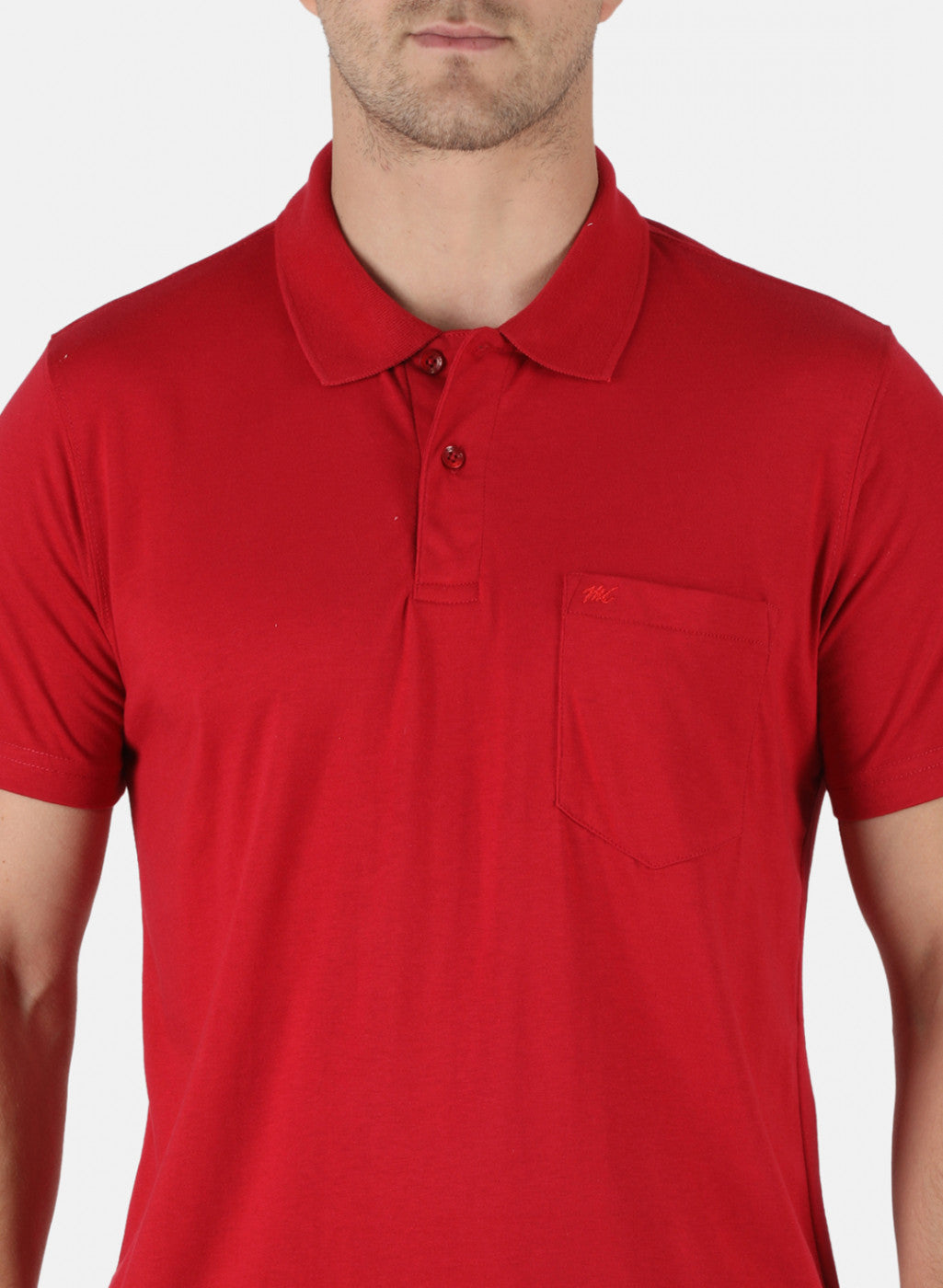 Men Red Plain T-Shirt