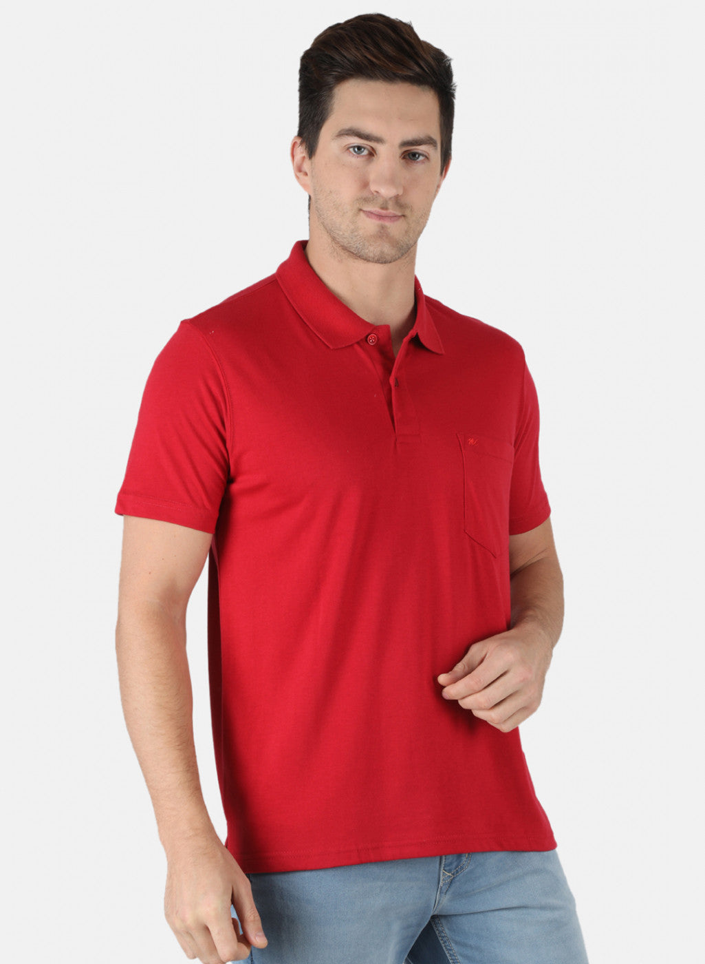 Men Red Plain T-Shirt