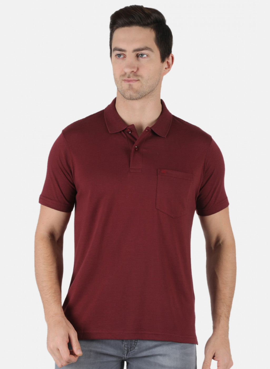 Men Maroon Plain T-Shirt