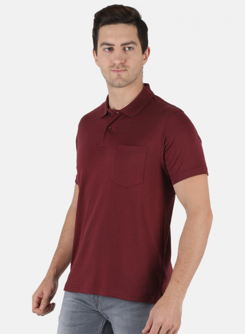 Men Maroon Plain T-Shirt