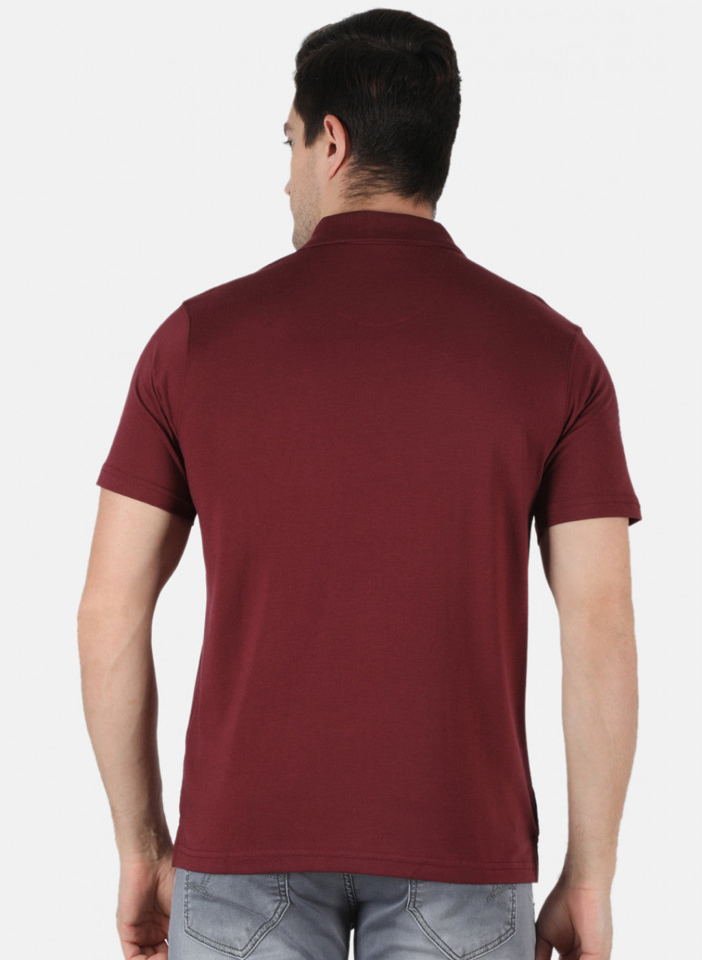 Men Maroon Plain T-Shirt