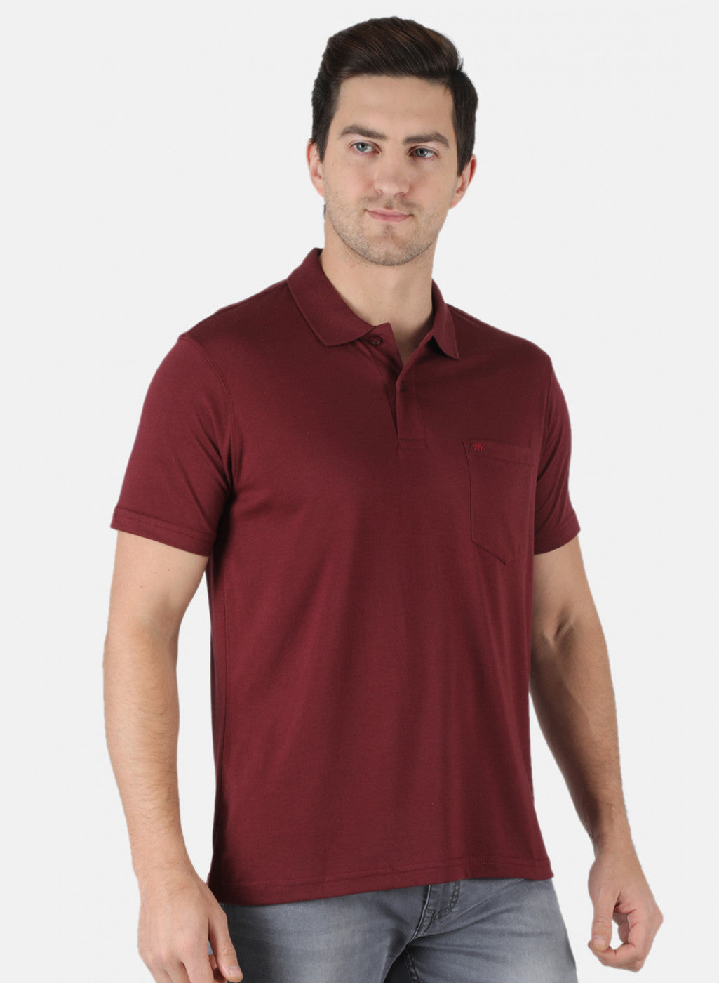 Men Maroon Plain T-Shirt