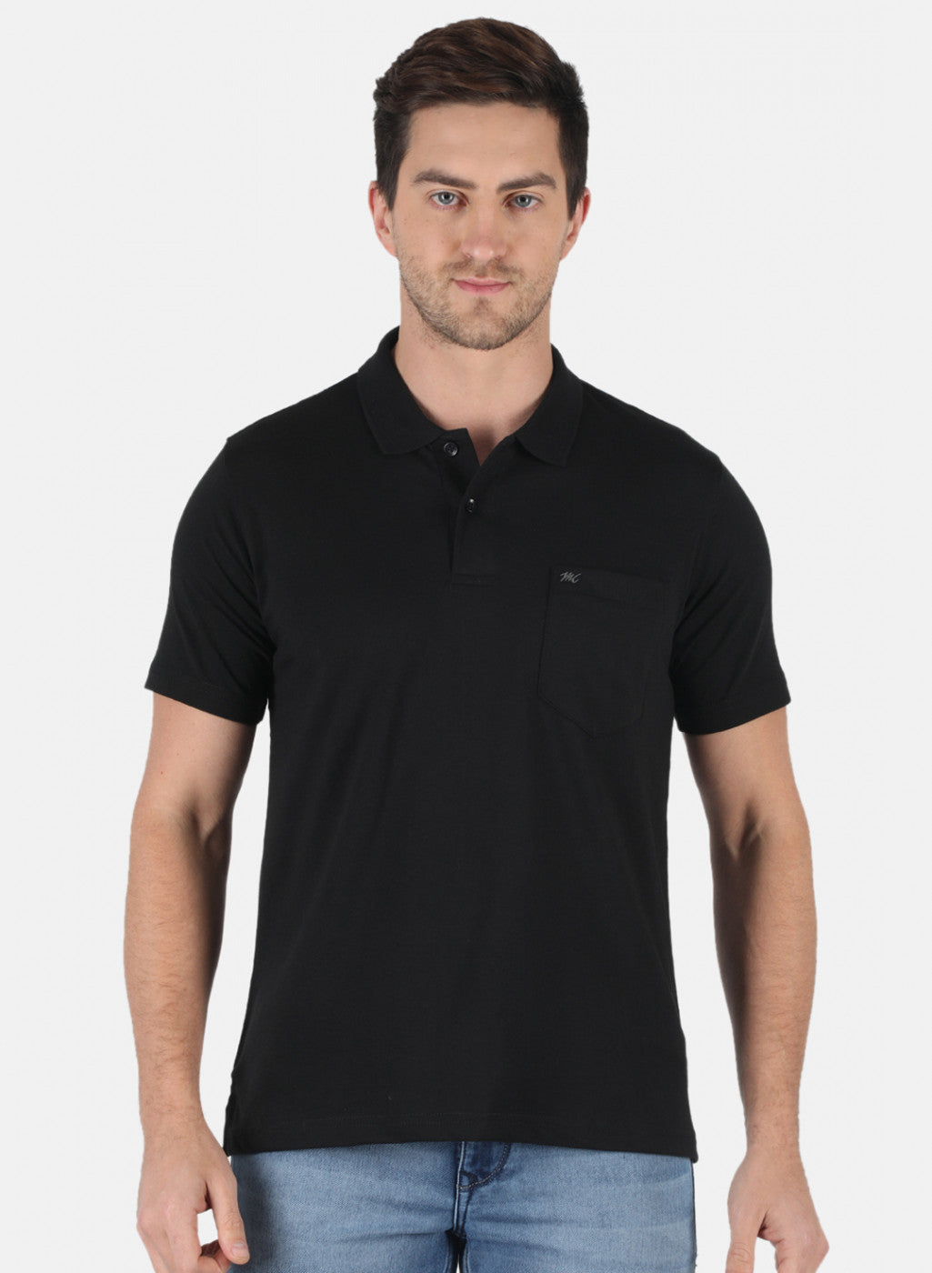 Men Black Plain T-Shirt