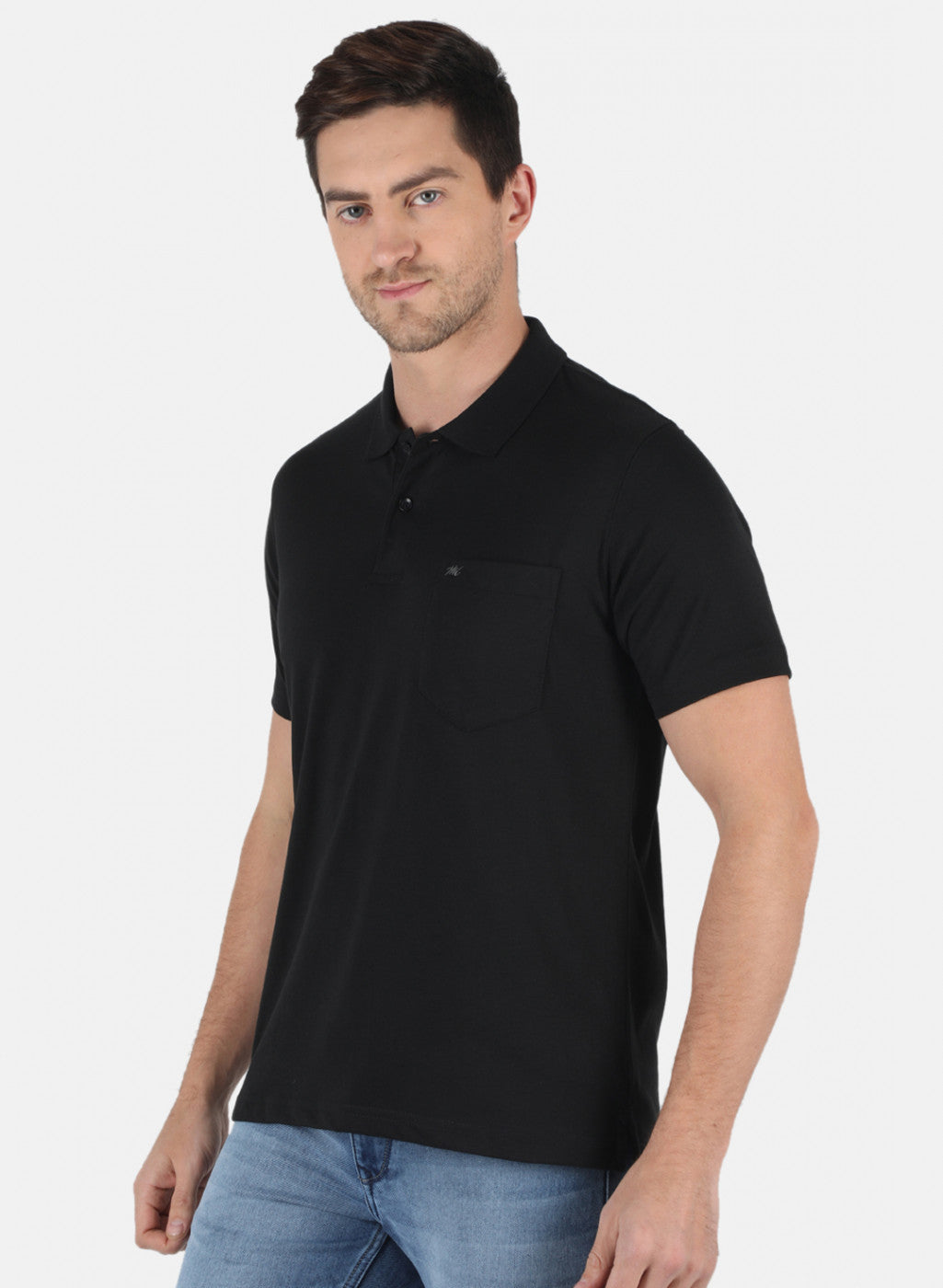 Men Black Plain T-Shirt