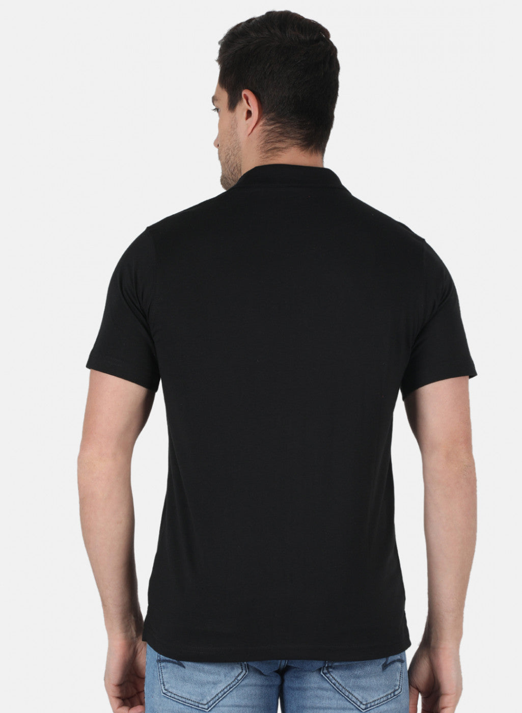 Men Black Plain T-Shirt