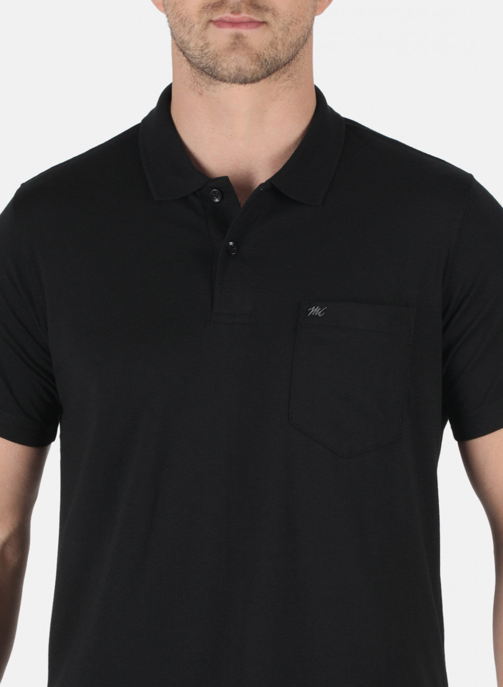 Men Black Plain T-Shirt