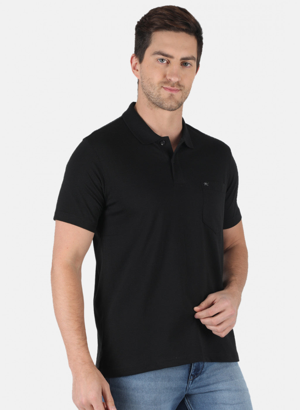 Men Black Plain T-Shirt