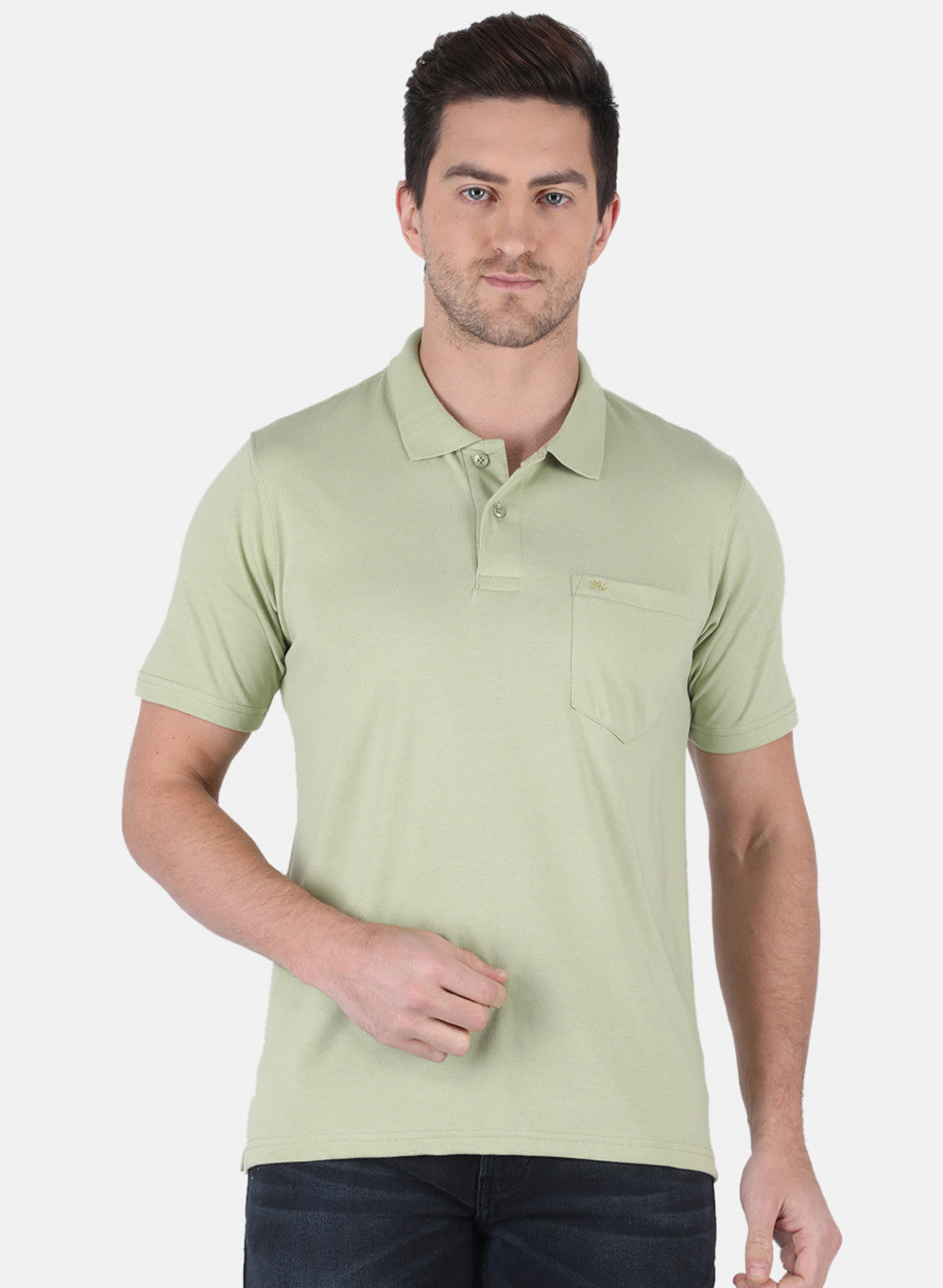 Men Green Plain T-Shirt