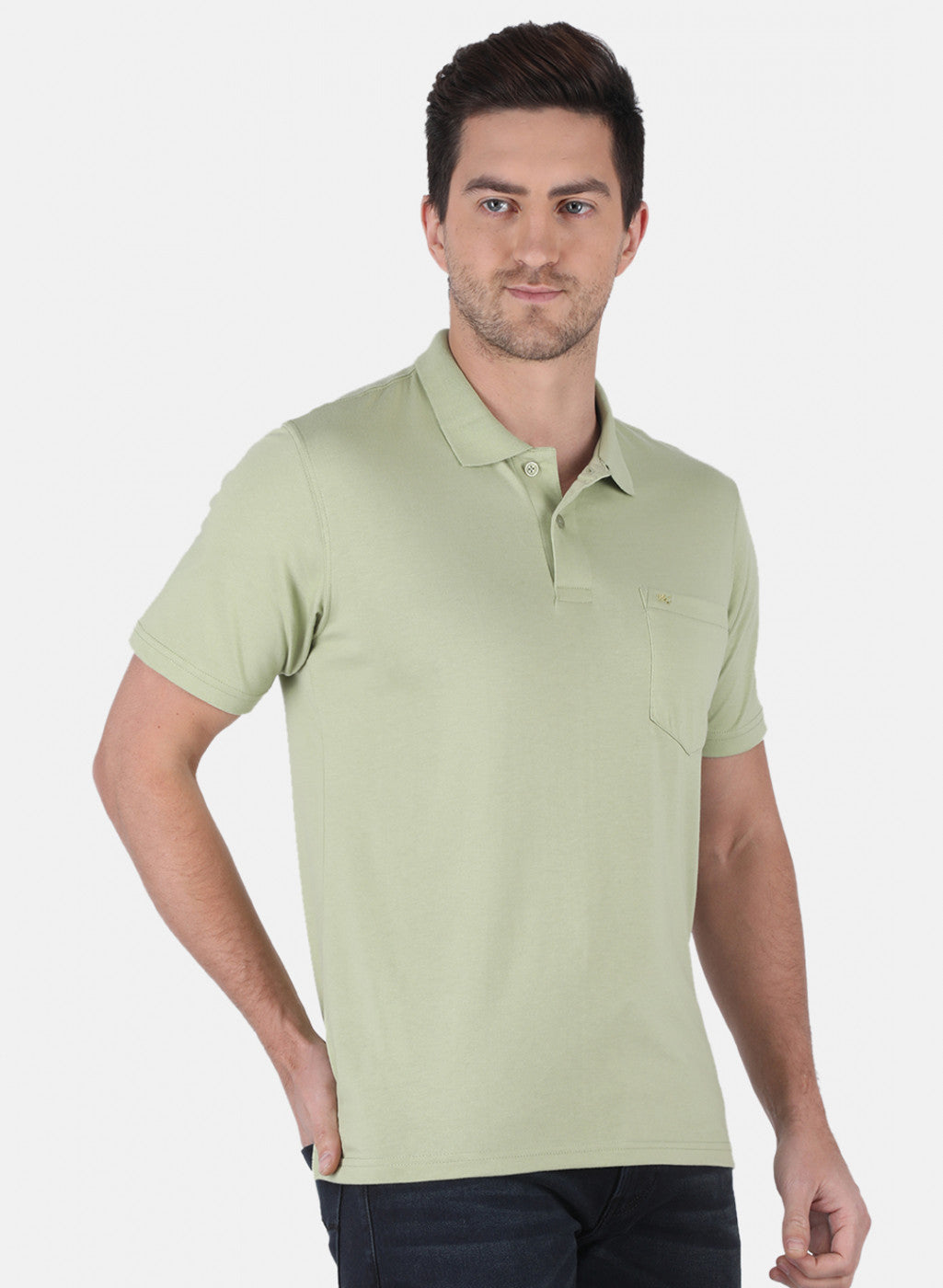 Men Green Plain T-Shirt