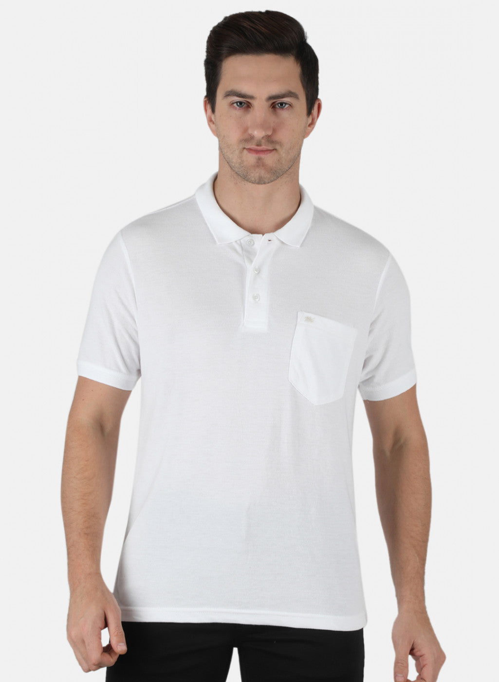 Men White Plain T-Shirt