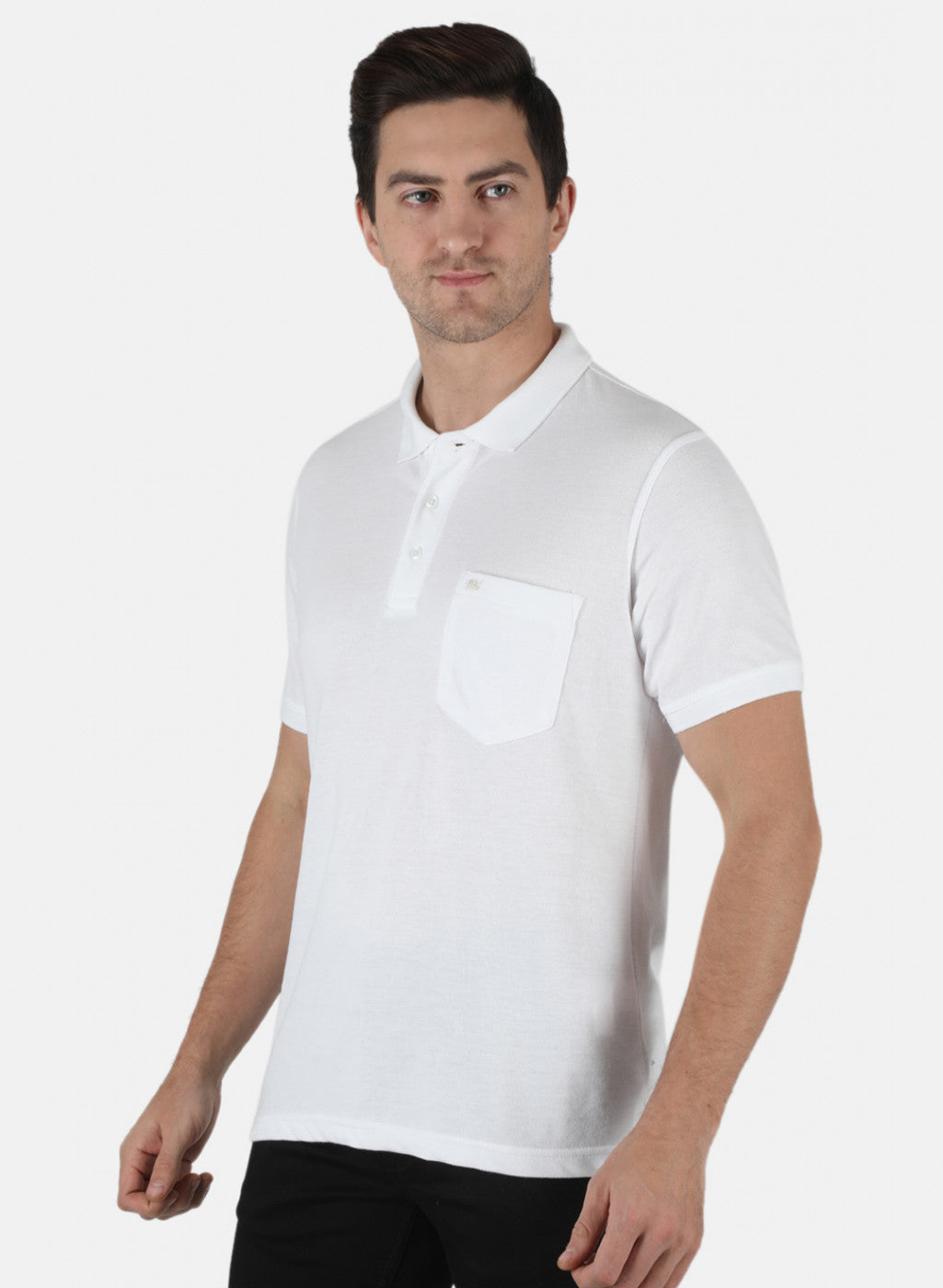 Men White Plain T-Shirt