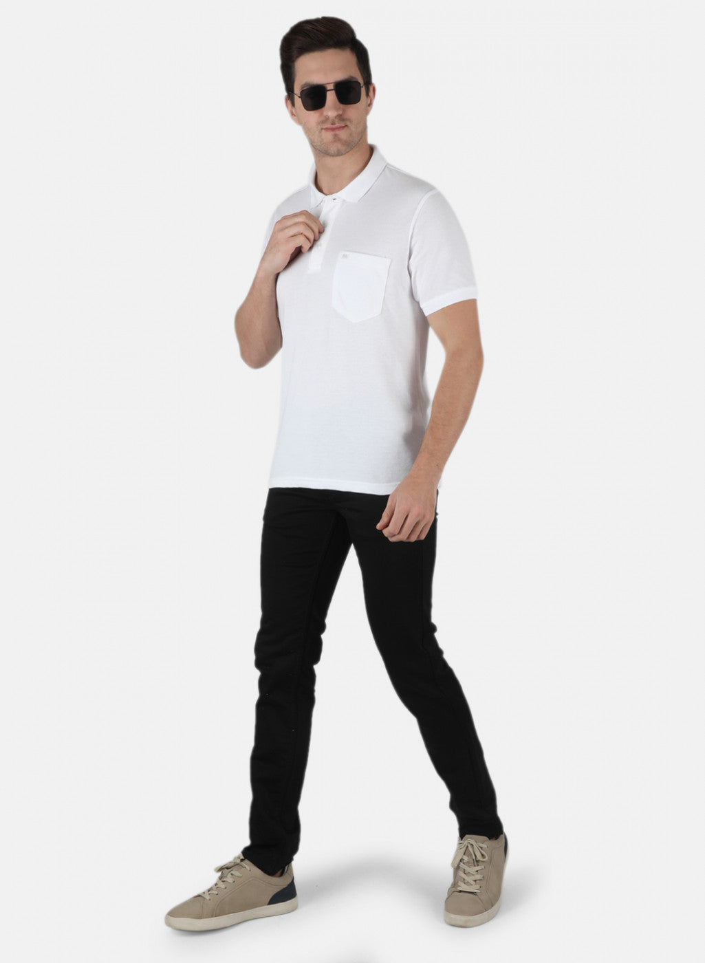 Men White Plain T-Shirt