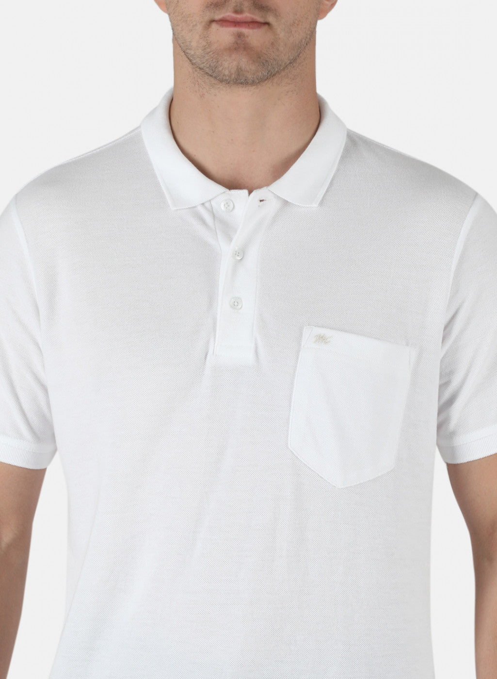 Men White Plain T-Shirt