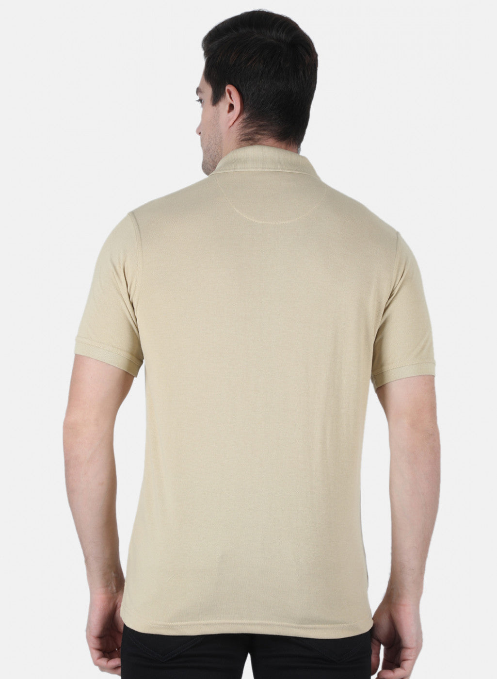 Men Beige Plain T-Shirt