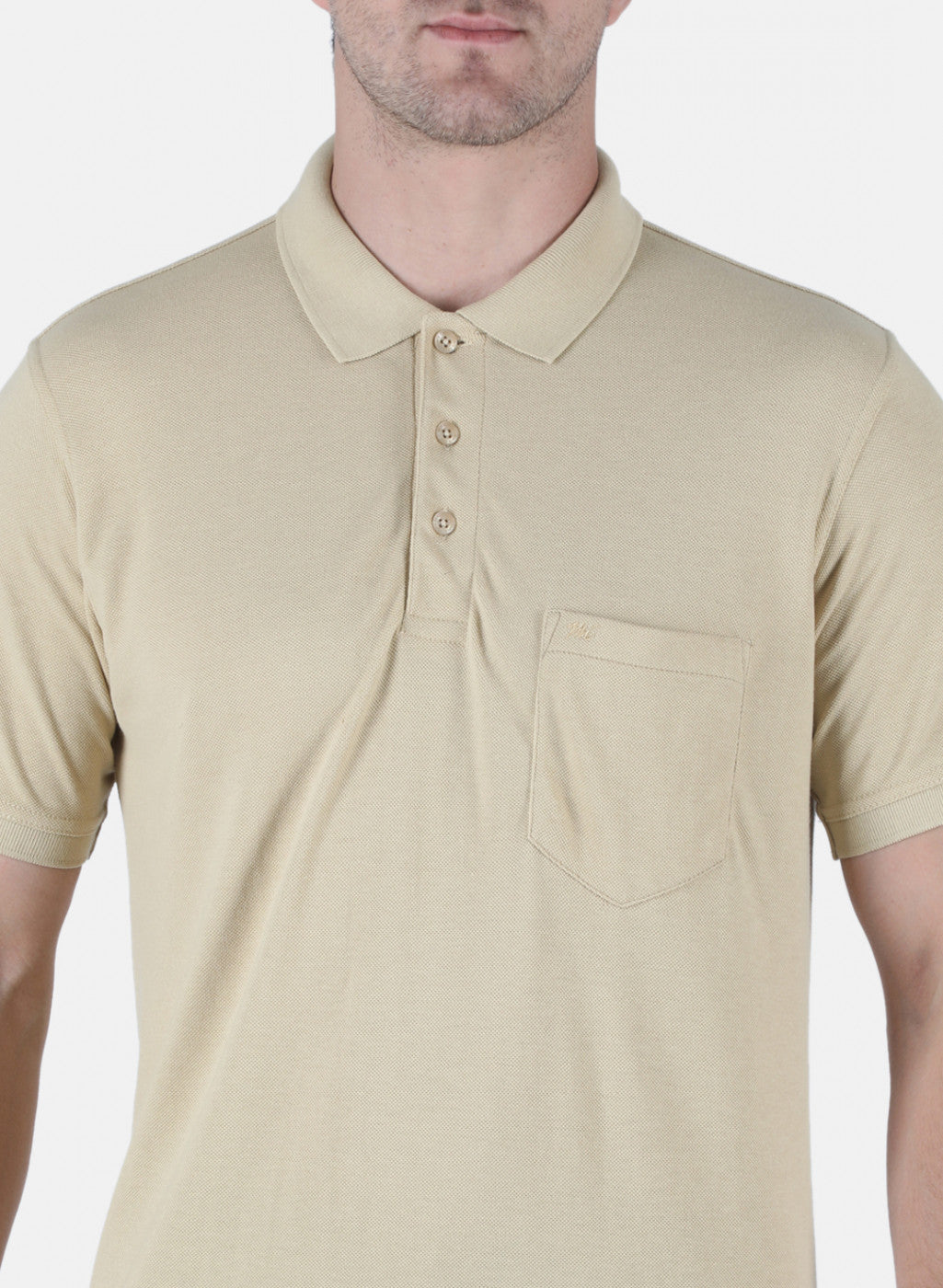 Men Beige Plain T-Shirt