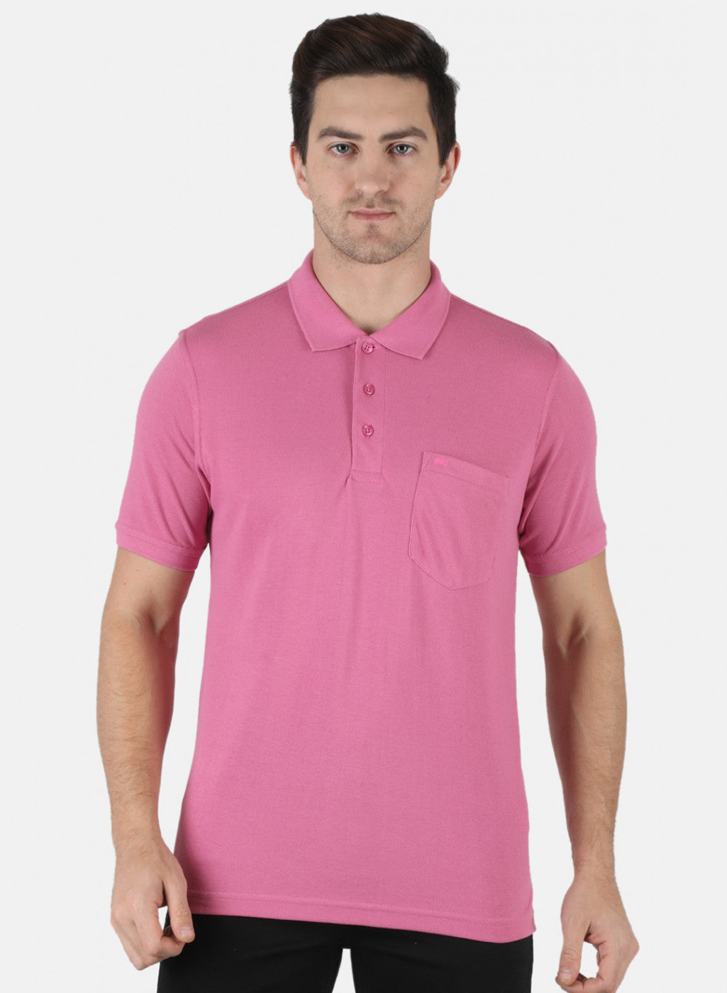 Men Pink Plain T-Shirt