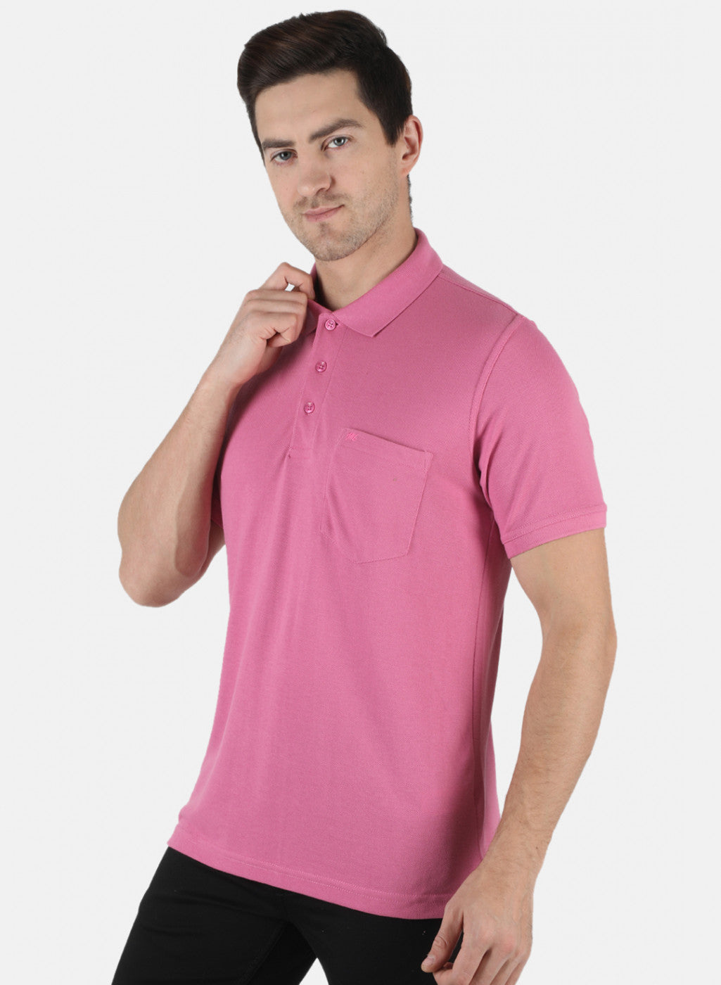 Men Pink Plain T-Shirt