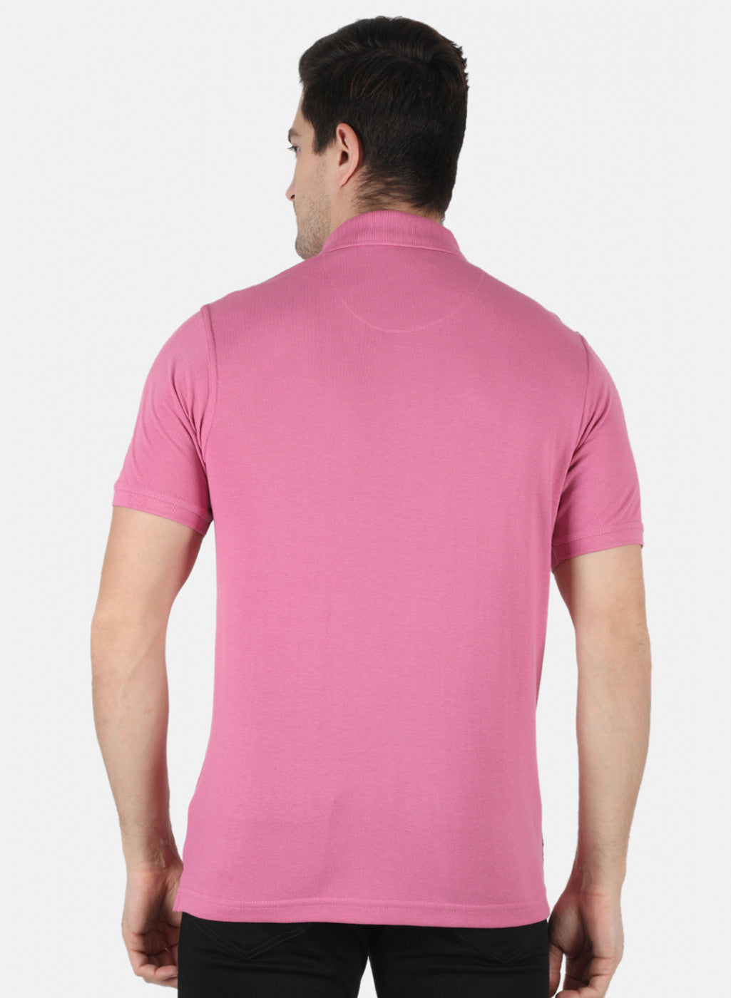 Men Pink Plain T-Shirt