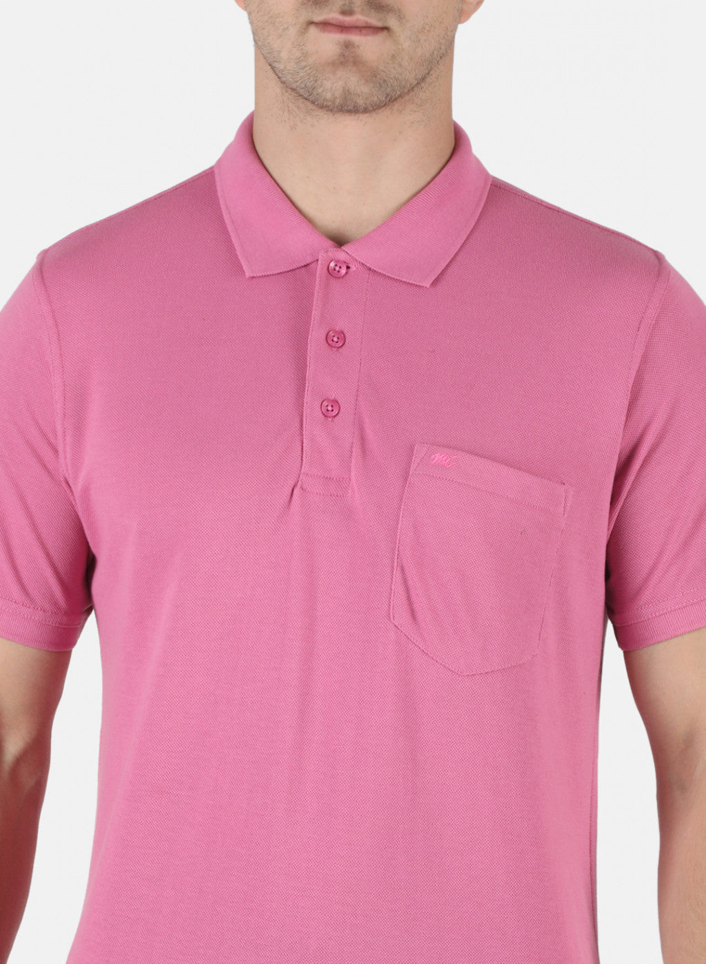 Men Pink Plain T-Shirt