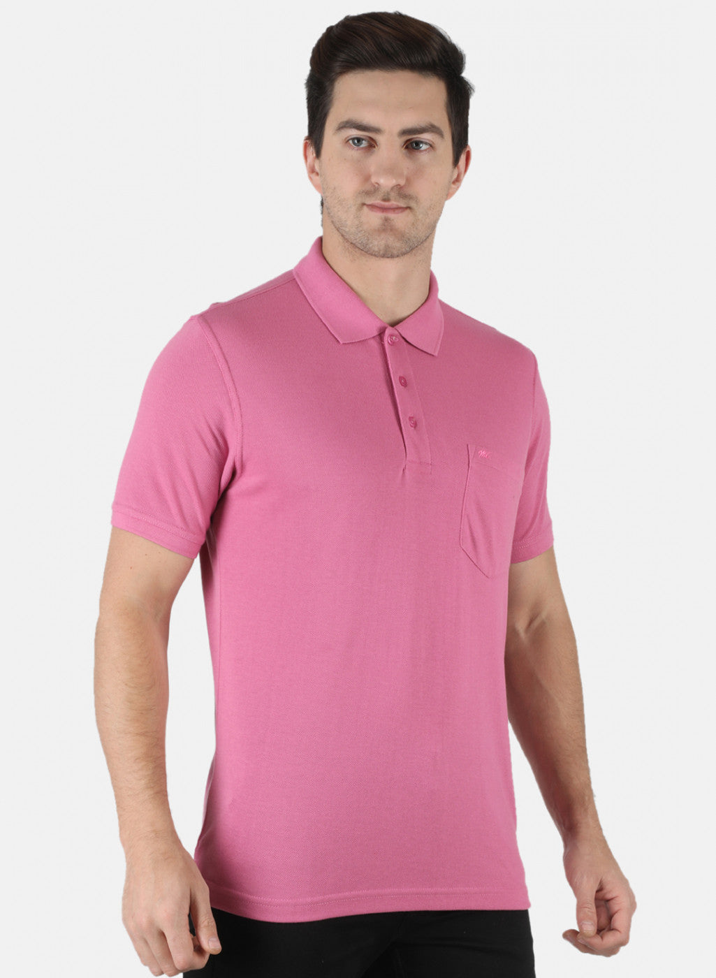 Men Pink Plain T-Shirt