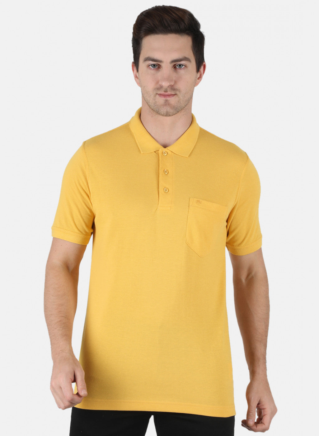 Men Yellow Plain T-Shirt