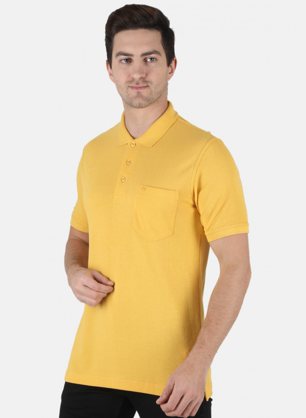 Men Yellow Plain T-Shirt