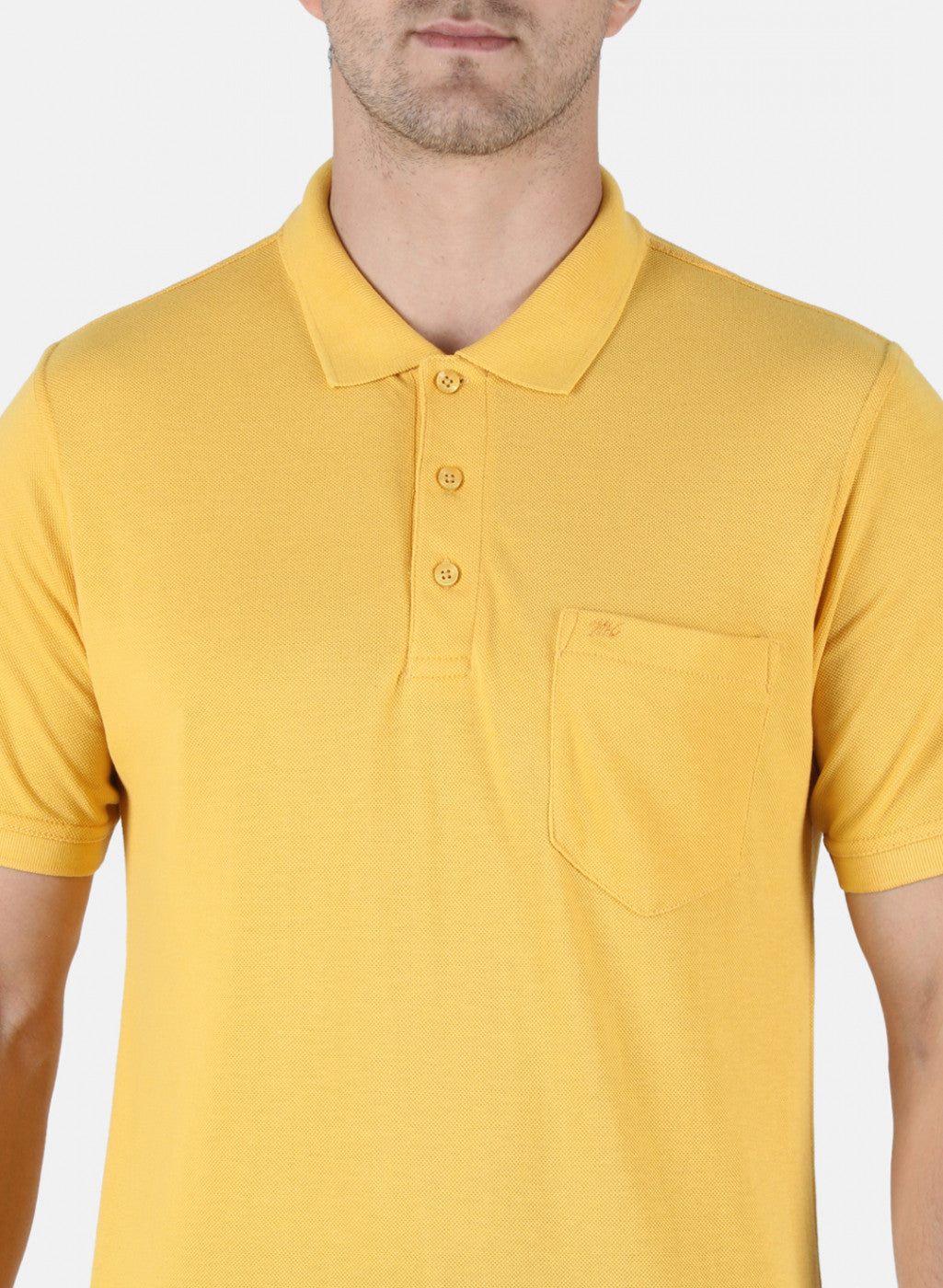 Men Yellow Plain T-Shirt