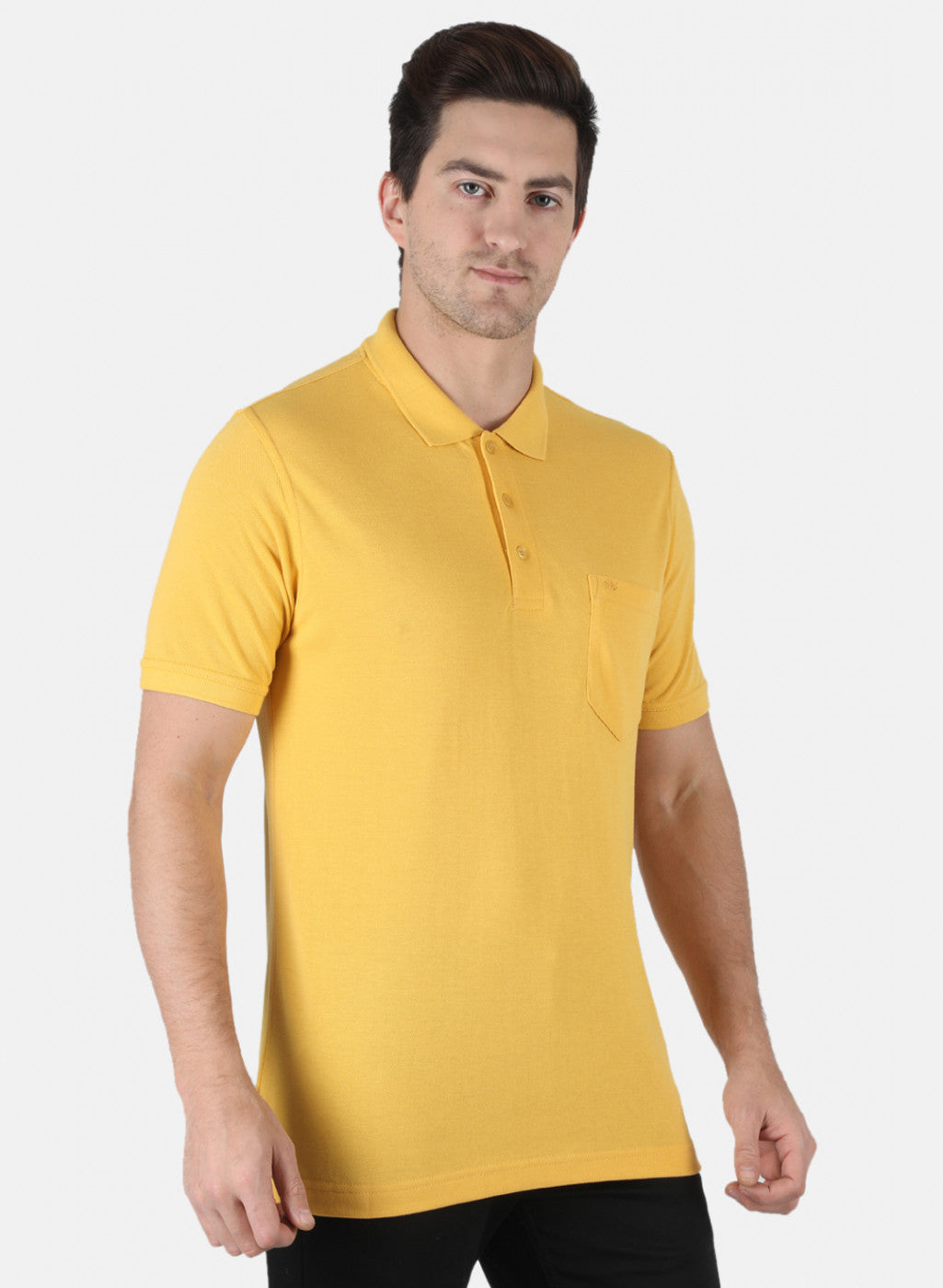 Men Yellow Plain T-Shirt