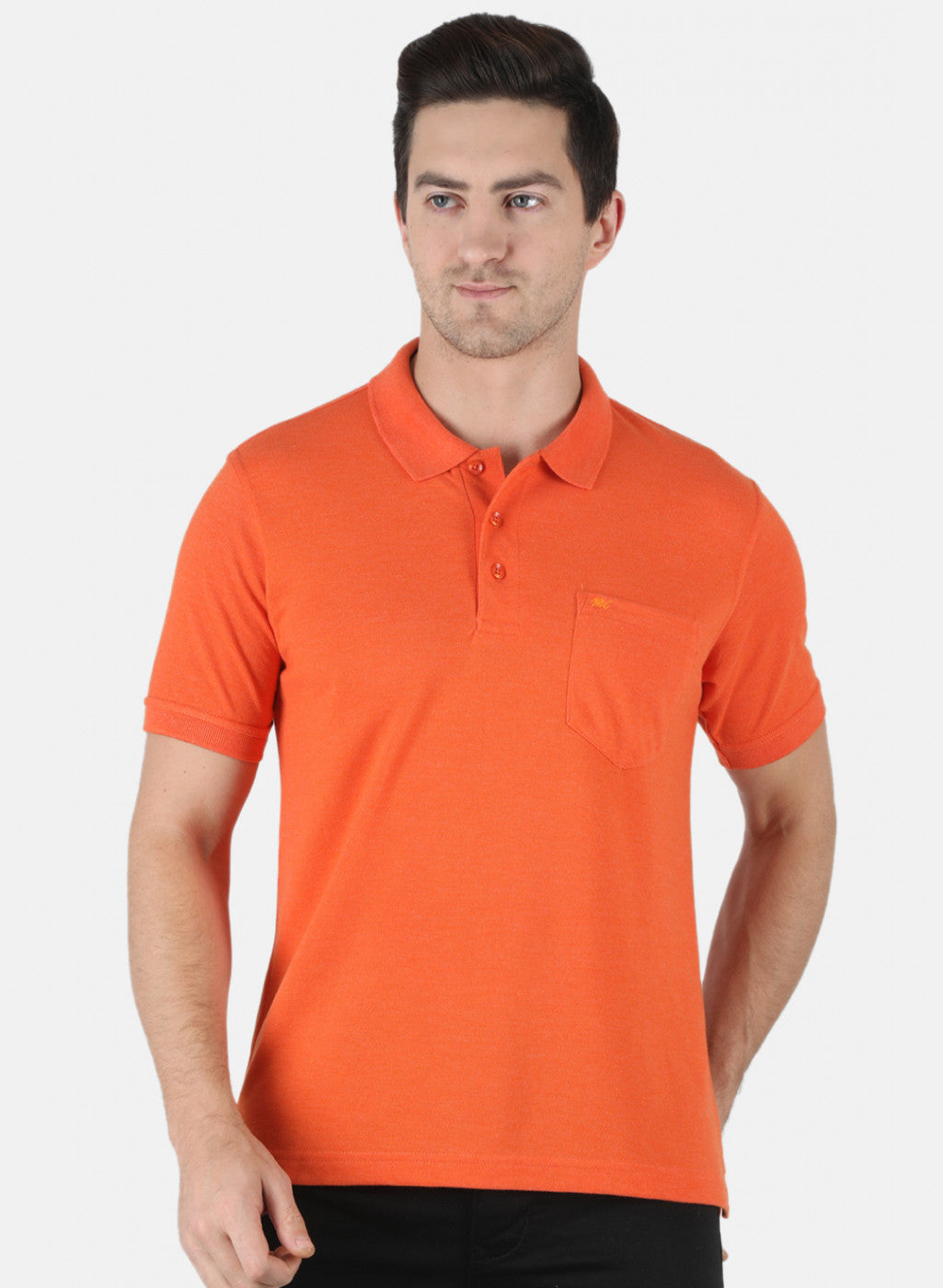 Men Orange Plain T-Shirt