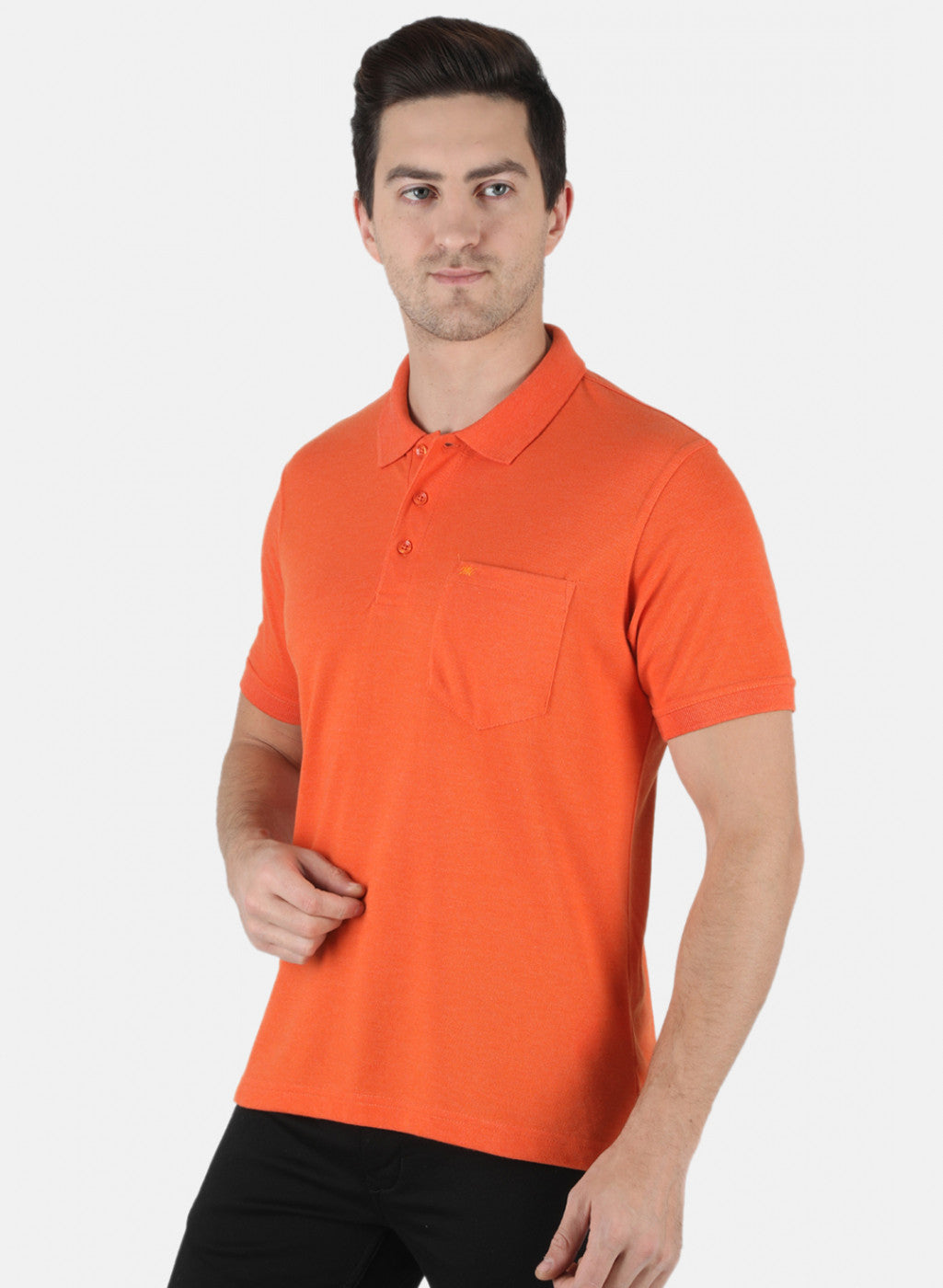 Men Orange Plain T-Shirt